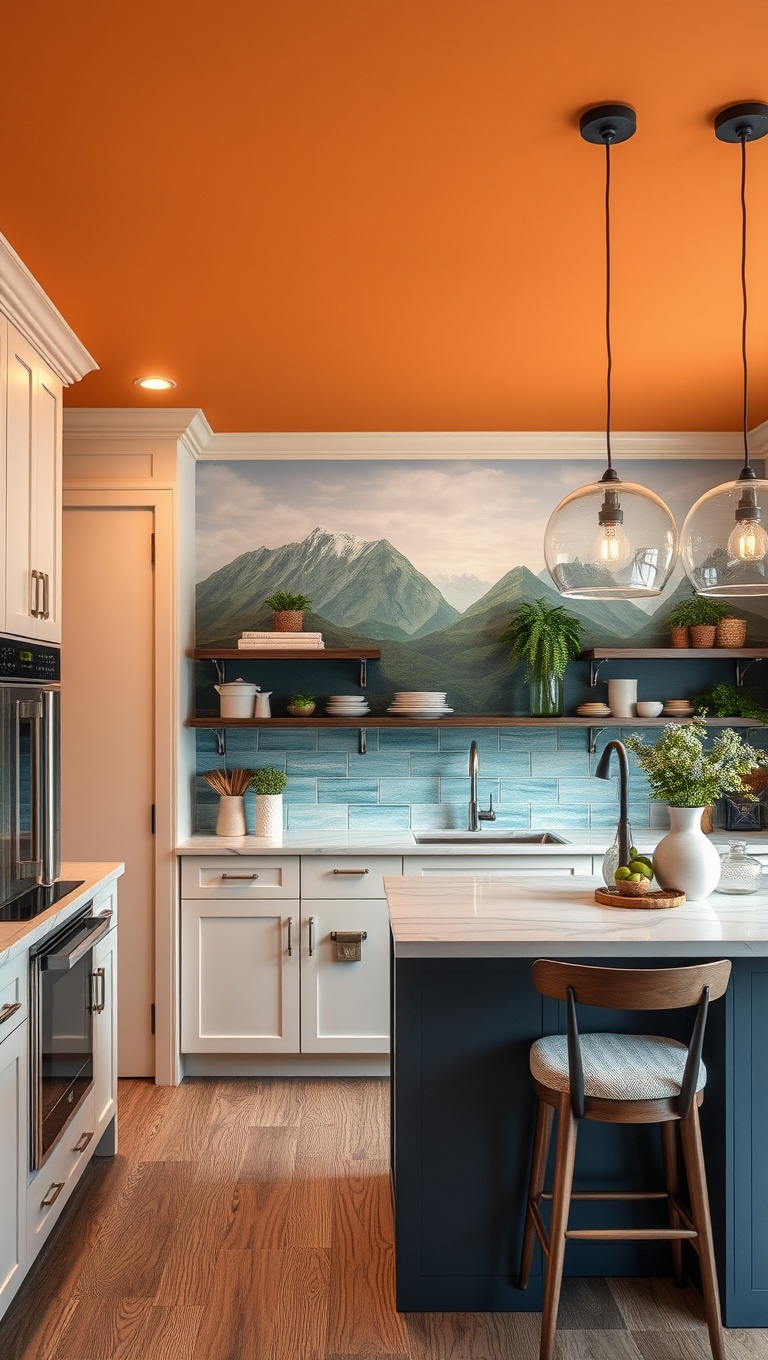 20 Bold and Beautiful Kitchen Ceilings to Inspire Your Home - 20. Custom Murals for Personal Style