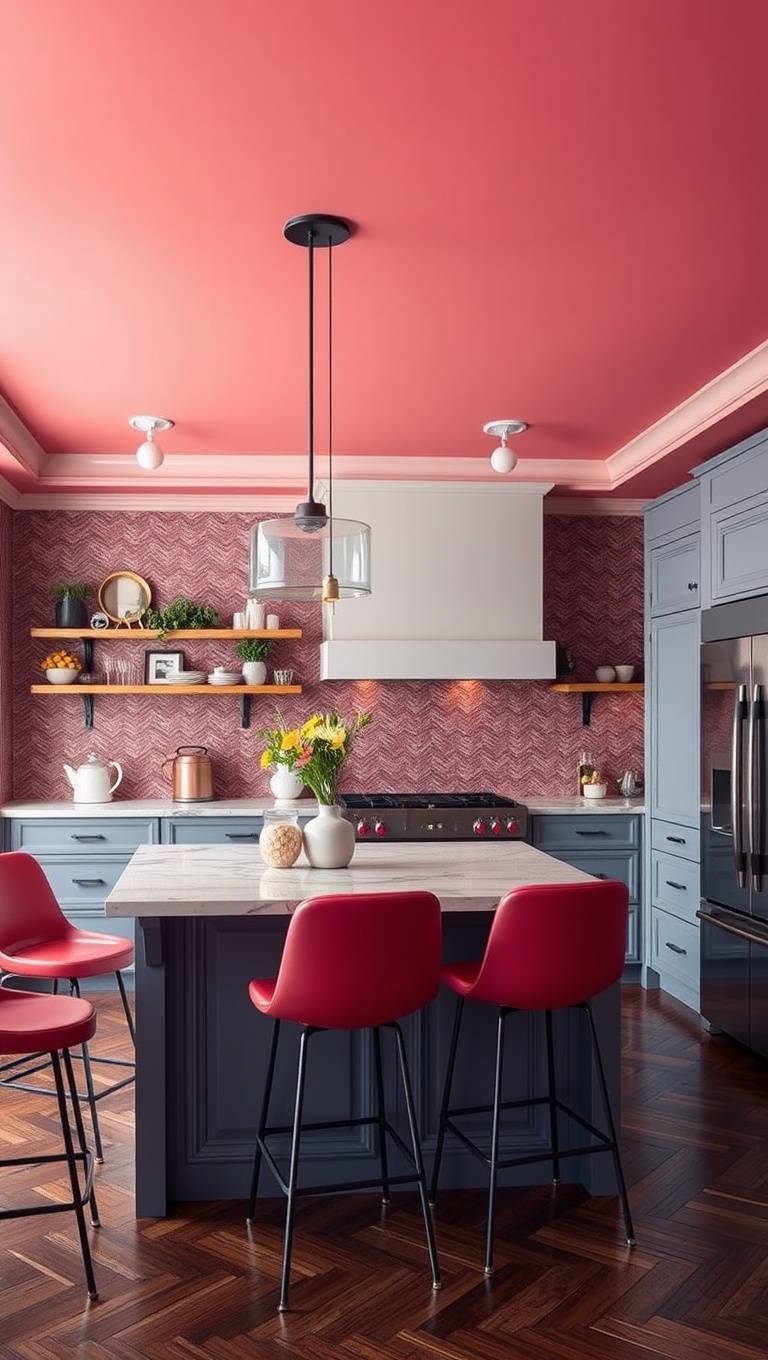 20 Bold and Beautiful Kitchen Ceilings to Inspire Your Home - 16. Funky Wallpaper for a Unique Twist