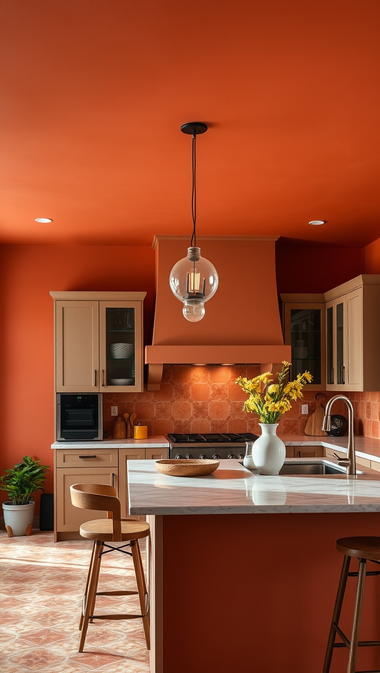 20 Bold and Beautiful Kitchen Ceilings to Inspire Your Home - 9. Earthy Terracotta for Warmth