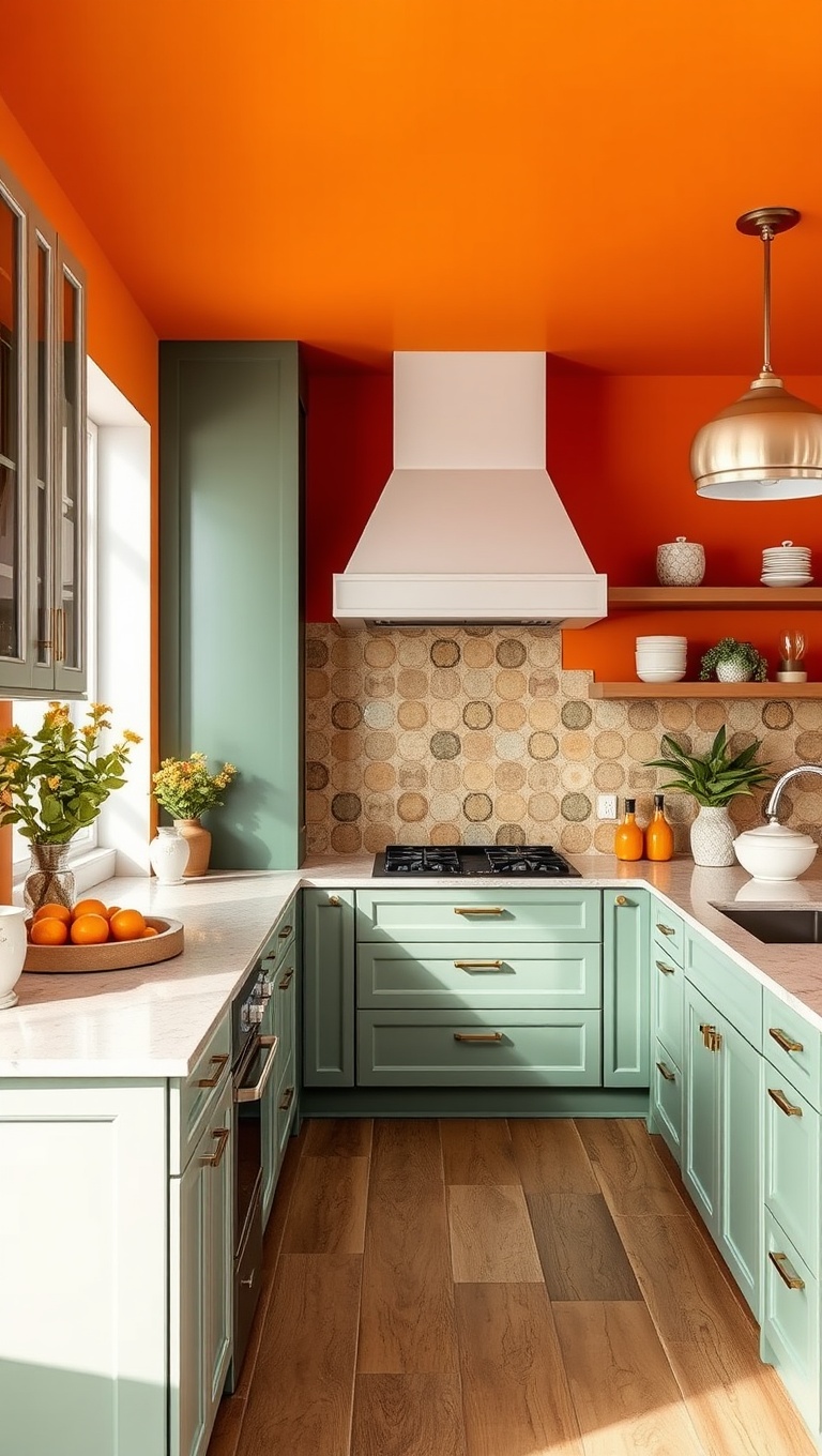 20 Bold and Beautiful Kitchen Ceilings to Inspire Your Home - 13. Energetic Orange to Brighten Up