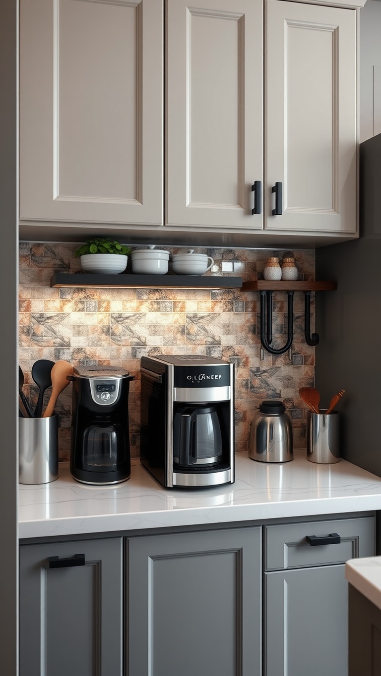 20 Coffee Station Ideas That Will Transform Your Kitchen into a Brew-tiful Haven! - 13. Beautifully Tiled Coffee Area