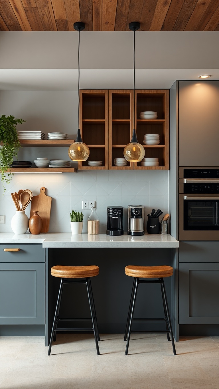 20 Coffee Station Ideas That Will Transform Your Kitchen into a Brew-tiful Haven! - 7. Stylish Coffee Bar with Stools