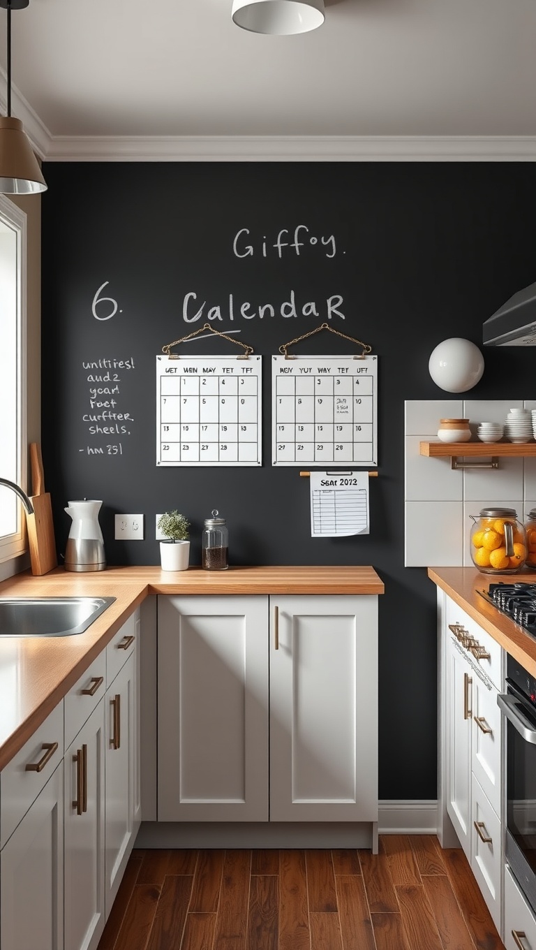 20 Creative Ideas for Kitchens with a Chalkboard Wall - 6. Family Calendar Organizer