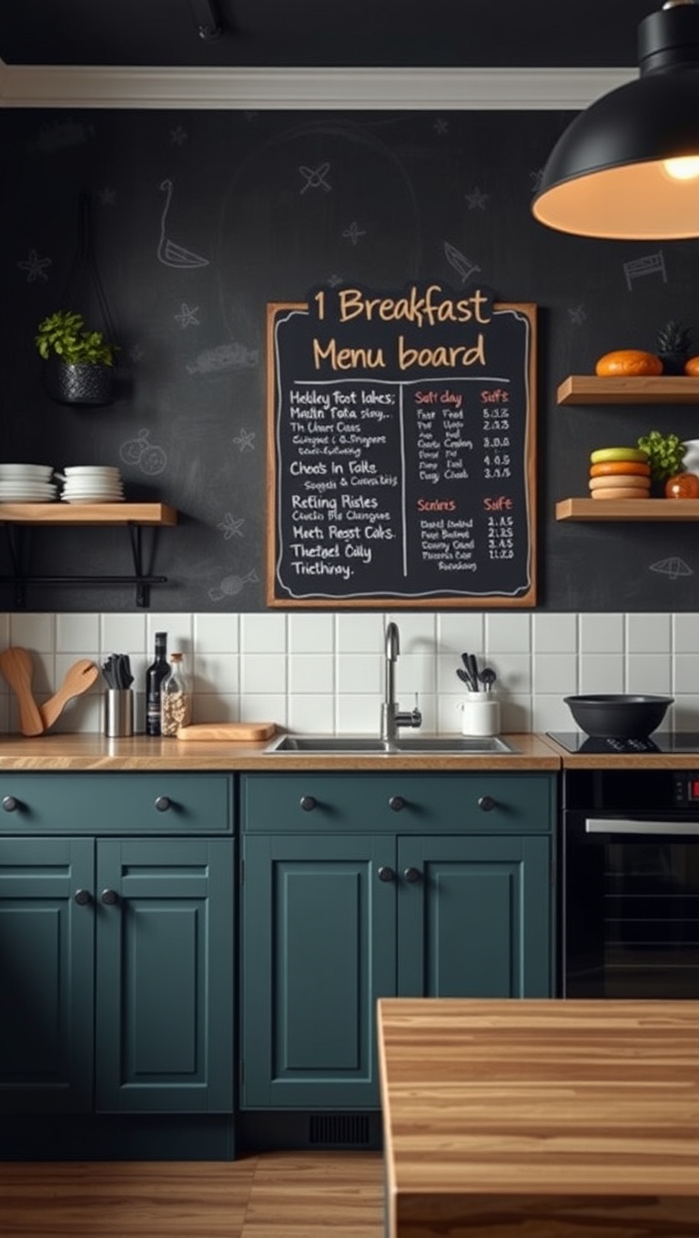 20 Creative Ideas for Kitchens with a Chalkboard Wall - 1. Breakfast Menu Board