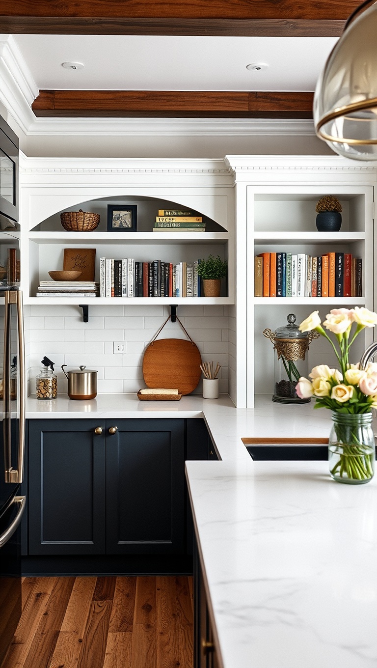 20 Charming Ideas for Your Corner Breakfast Nook - 12. Neat and Tidy: Built-in Shelving for Books and Decor