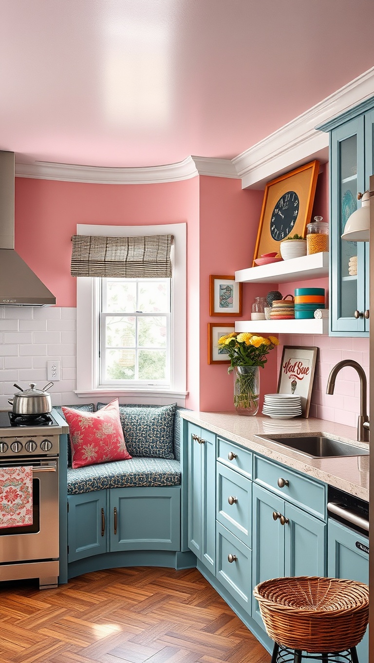 20 Charming Ideas for Your Corner Breakfast Nook - 11. Whimsical Touches: Fun Art Pieces and Colors