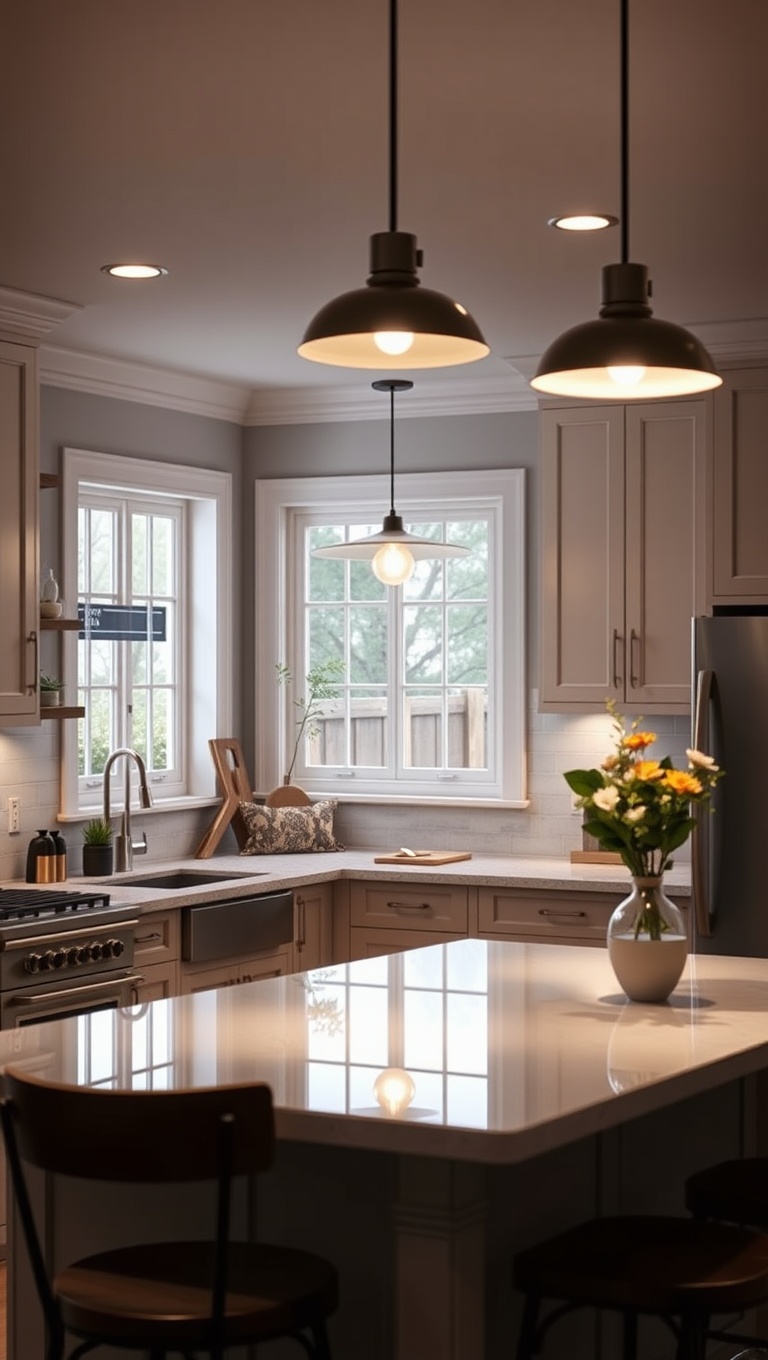 20 Charming Ideas for Your Corner Breakfast Nook - 16. Cozy Lighting: Pendant Lights for Warmth
