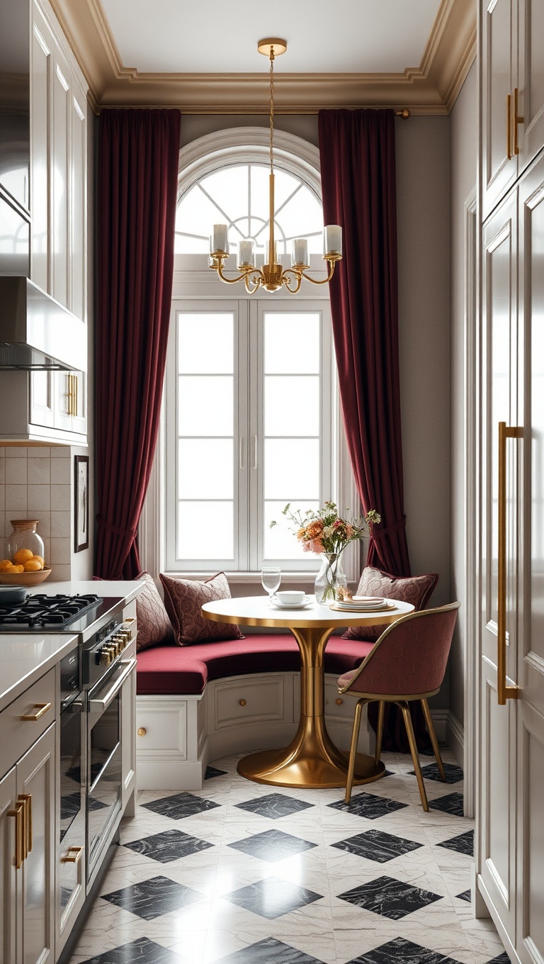 20 Charming Ideas for Your Corner Breakfast Nook - 8. Luxurious Touches: Adding Velvet and Gold