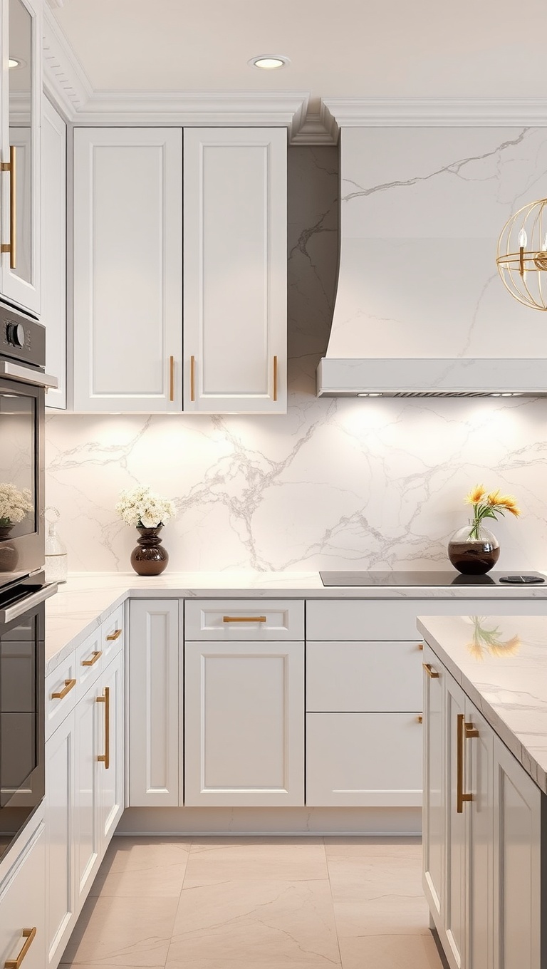 20 Stunning Ideas for Custom Backsplashes That Will Transform Your Kitchen! - 8. Elegant Marble Slabs: Luxurious Touch