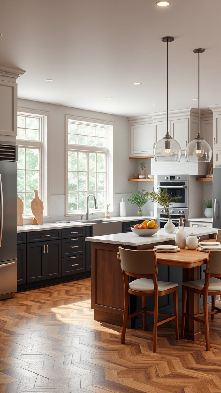 20 Fabulous Ideas for Stunning Kitchens with Double Islands - 8. Multi-Functional: Combine Cooking and Dining Areas