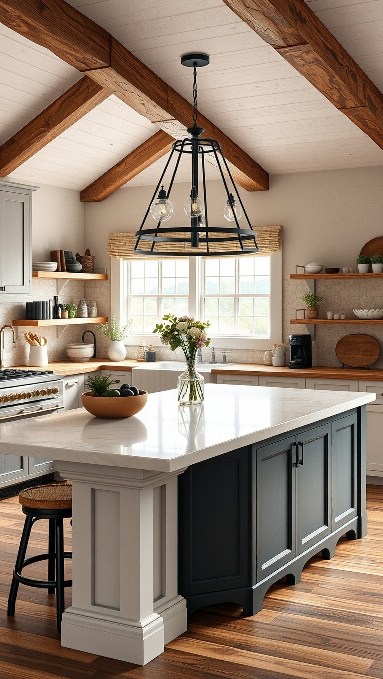 20 Fabulous Ideas for Stunning Kitchens with Double Islands - 2. Rustic Charm: Farmhouse Style with a Double Twist