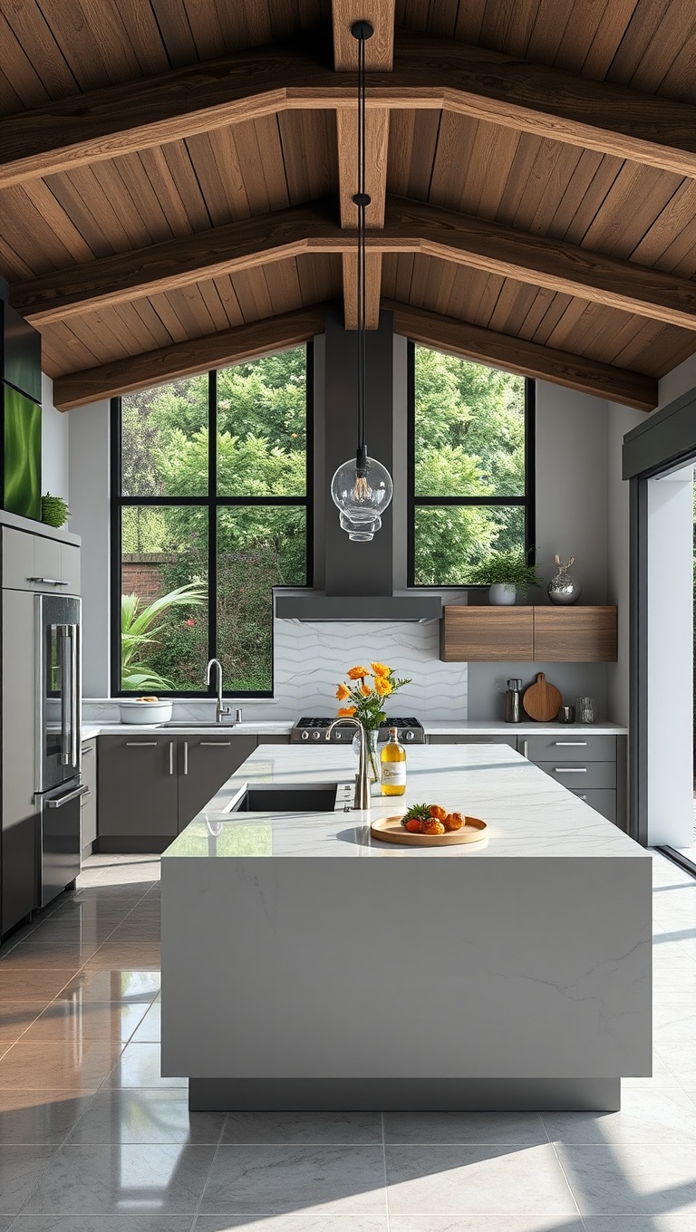 20 Fabulous Ideas for Stunning Kitchens with Double Islands - 15. Outdoor Connection: Open Up to Your Patio or Garden