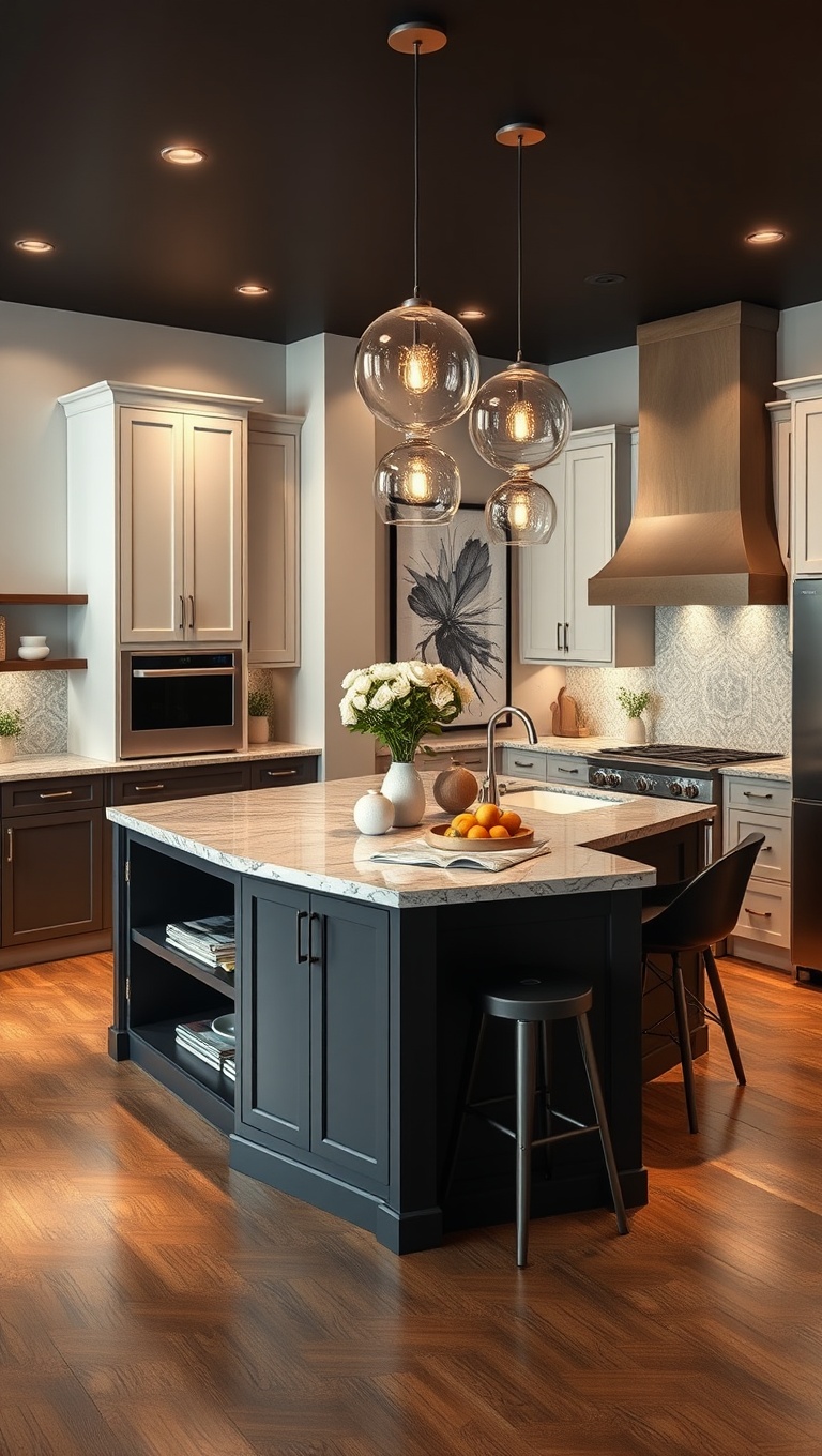 20 Fabulous Ideas for Stunning Kitchens with Double Islands - 20. Personal Touch: Custom Artwork and Decor for Your Space