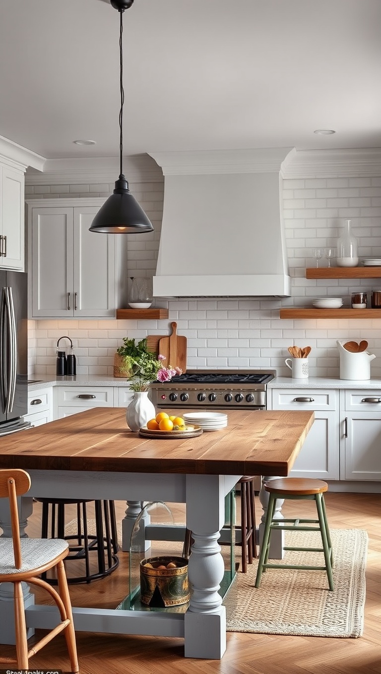 20 Cozy Kitchen Ideas Featuring a Farmhouse Table - 15. Functional Spaces: Designing a Multi-Use Kitchen Around Your Table