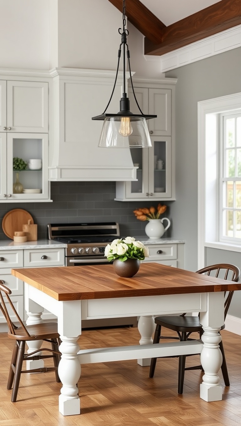 20 Cozy Kitchen Ideas Featuring a Farmhouse Table - 3. Farmhouse Chic: Adding a Touch of Modernity to Your Table