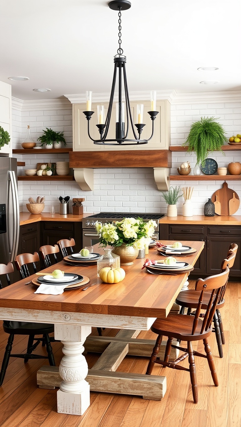 20 Cozy Kitchen Ideas Featuring a Farmhouse Table - 10. Seasonal Decor: Changing Up Your Table for Each Season