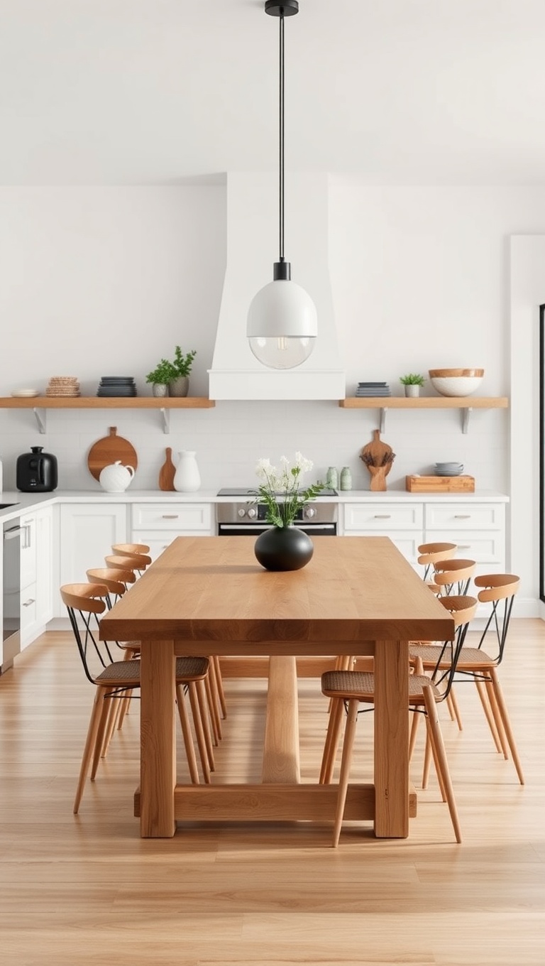 20 Cozy Kitchen Ideas Featuring a Farmhouse Table - 18. Minimalist Approach: Keeping It Simple and Sleek