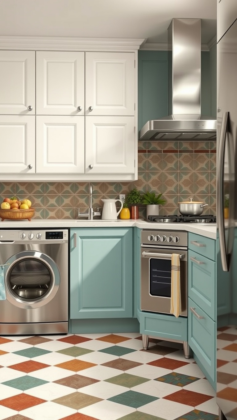 20 Geometric Tile Inspiration Ideas to Transform Your Kitchen - 11. Vintage Vibes: Retro Geometric Patterns