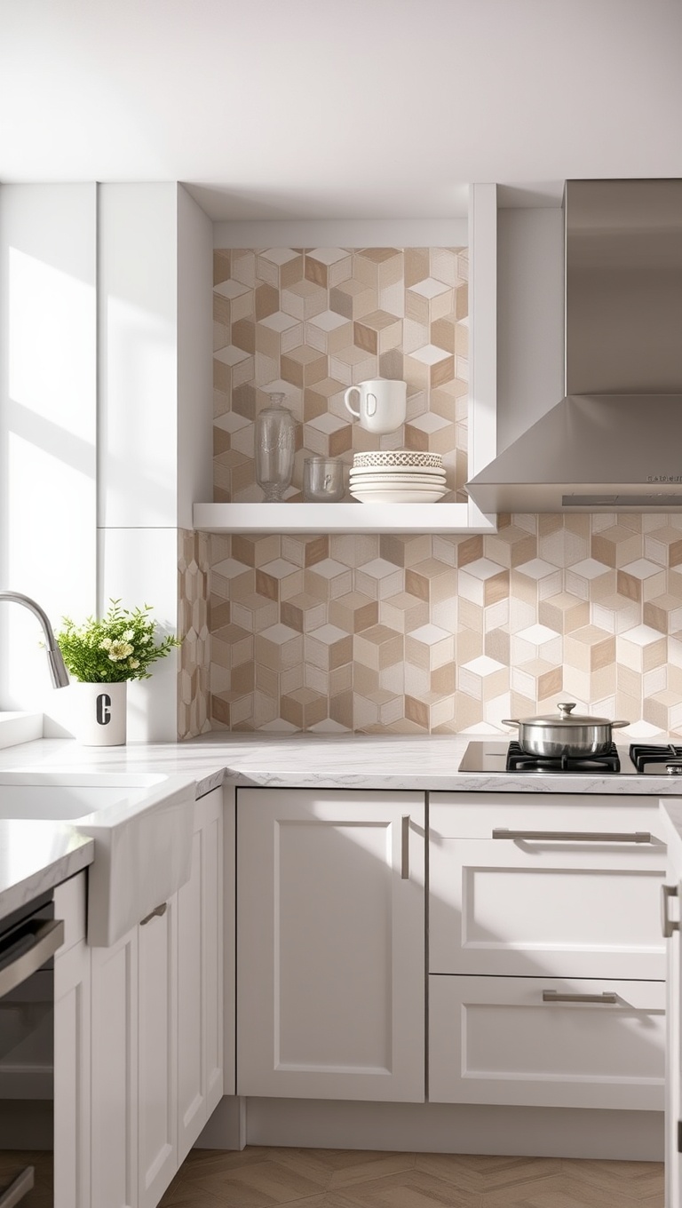 20 Geometric Tile Inspiration Ideas to Transform Your Kitchen - 15. Accent Walls: Make a Splash!