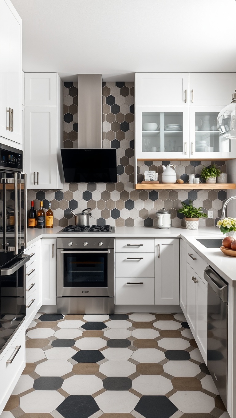 20 Geometric Tile Inspiration Ideas to Transform Your Kitchen - 1. Bold Hexagons: Make a Statement!
