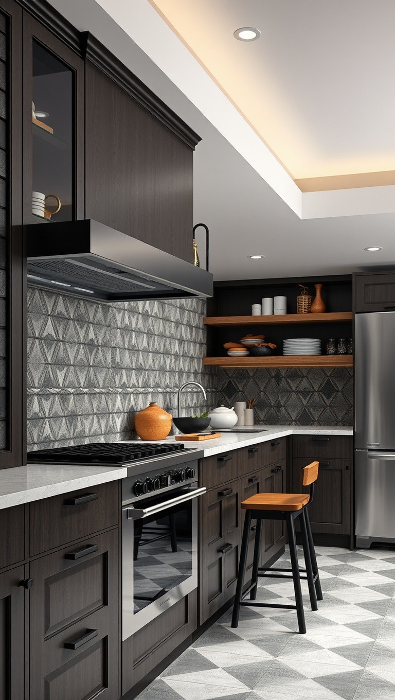 20 Geometric Tile Inspiration Ideas to Transform Your Kitchen - 10. Floor to Ceiling: Go Big or Go Home