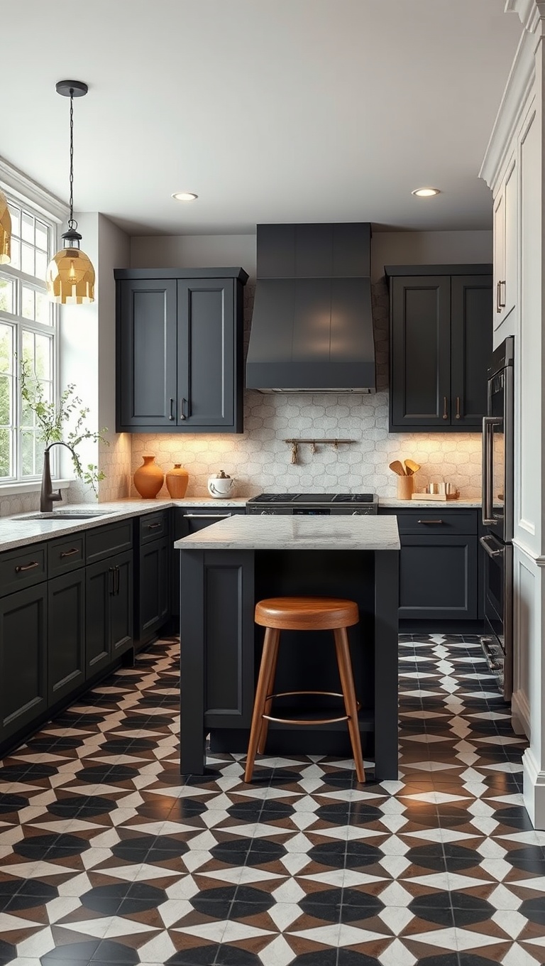 20 Geometric Tile Inspiration Ideas to Transform Your Kitchen - 14. Kitchen Islands: Centerpiece Perfection