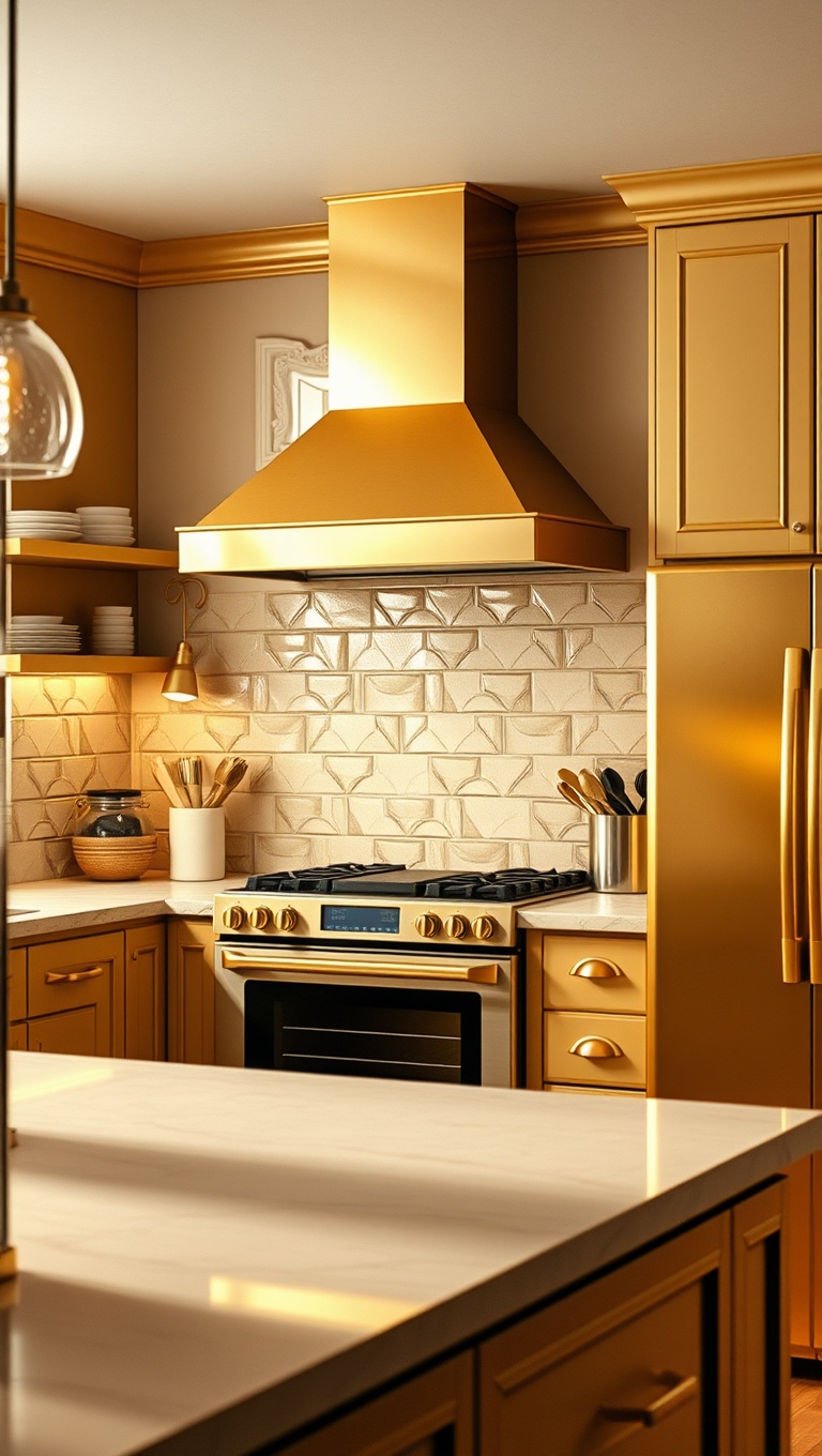 20 Stunning Kitchen Ideas with a Glamorous Gold Color Scheme - 7. Stylish Gold Appliances: The New Trend
