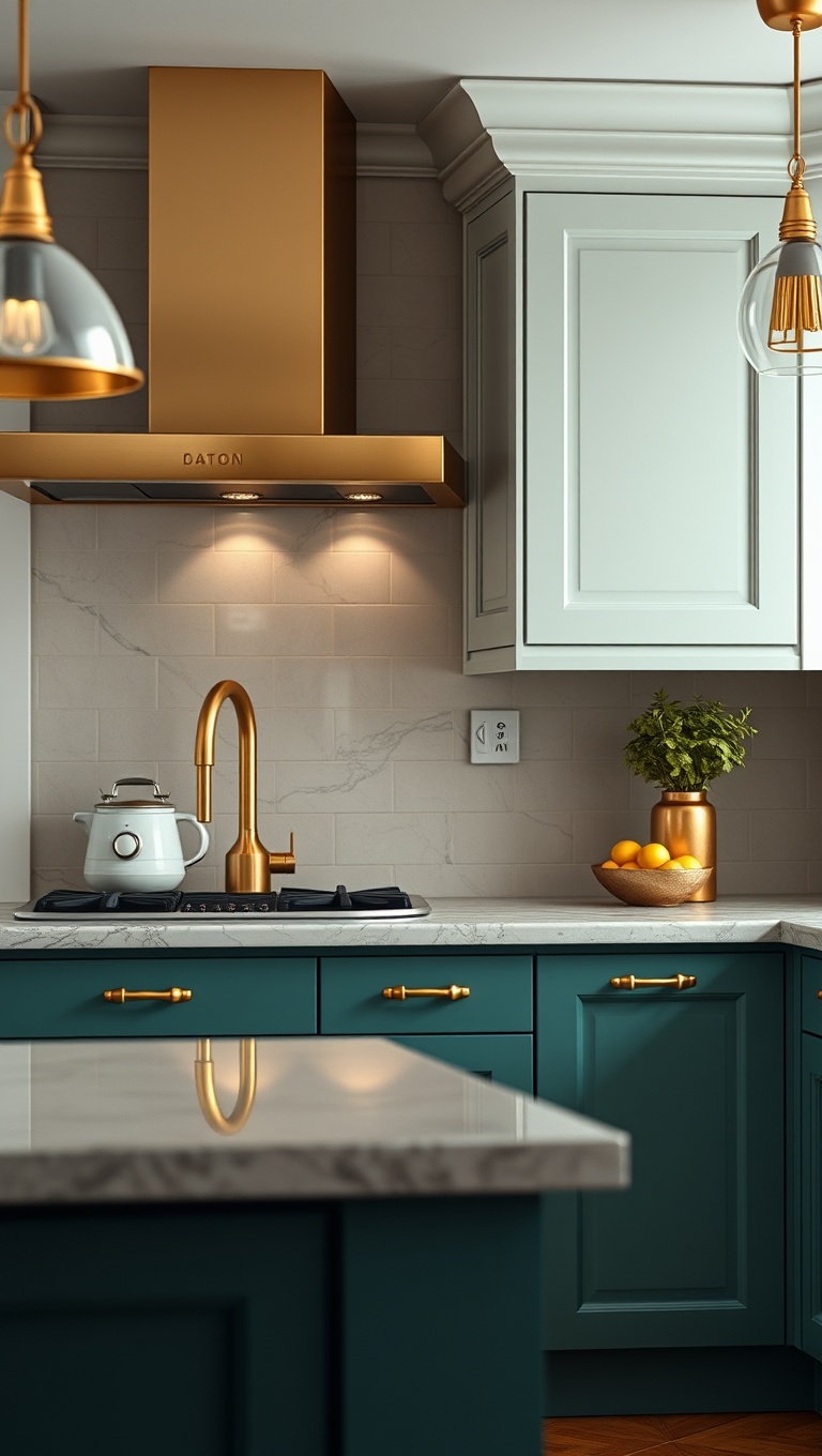 20 Stunning Kitchen Ideas with a Glamorous Gold Color Scheme - 3. Chic Gold Hardware: Small Details, Big Impact