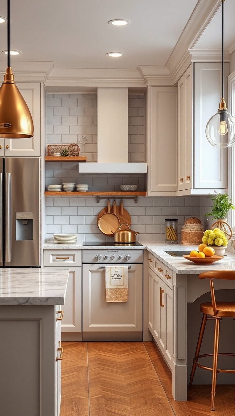 20 Stunning Kitchen Ideas with a Glamorous Gold Color Scheme - 12. Golden Accessories: Fun and Functional Decor