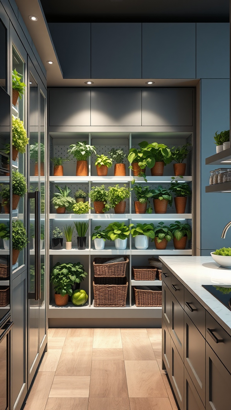 20 Delightful Ideas for Kitchens with a Spacious Pantry - 14. Vertical Gardens: Herb Storage in the Pantry