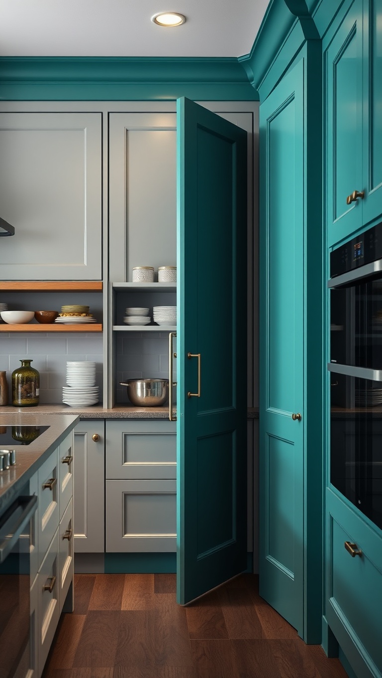 20 Delightful Ideas for Kitchens with a Spacious Pantry - 2. The Color Pop: Bold Pantry Doors