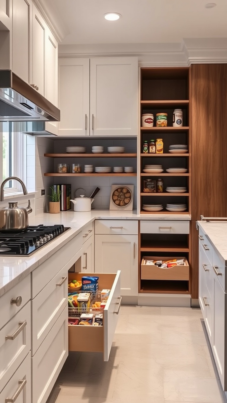 20 Delightful Ideas for Kitchens with a Spacious Pantry - 13. Sneaky Snacks: Hidden Pull-Out Drawers