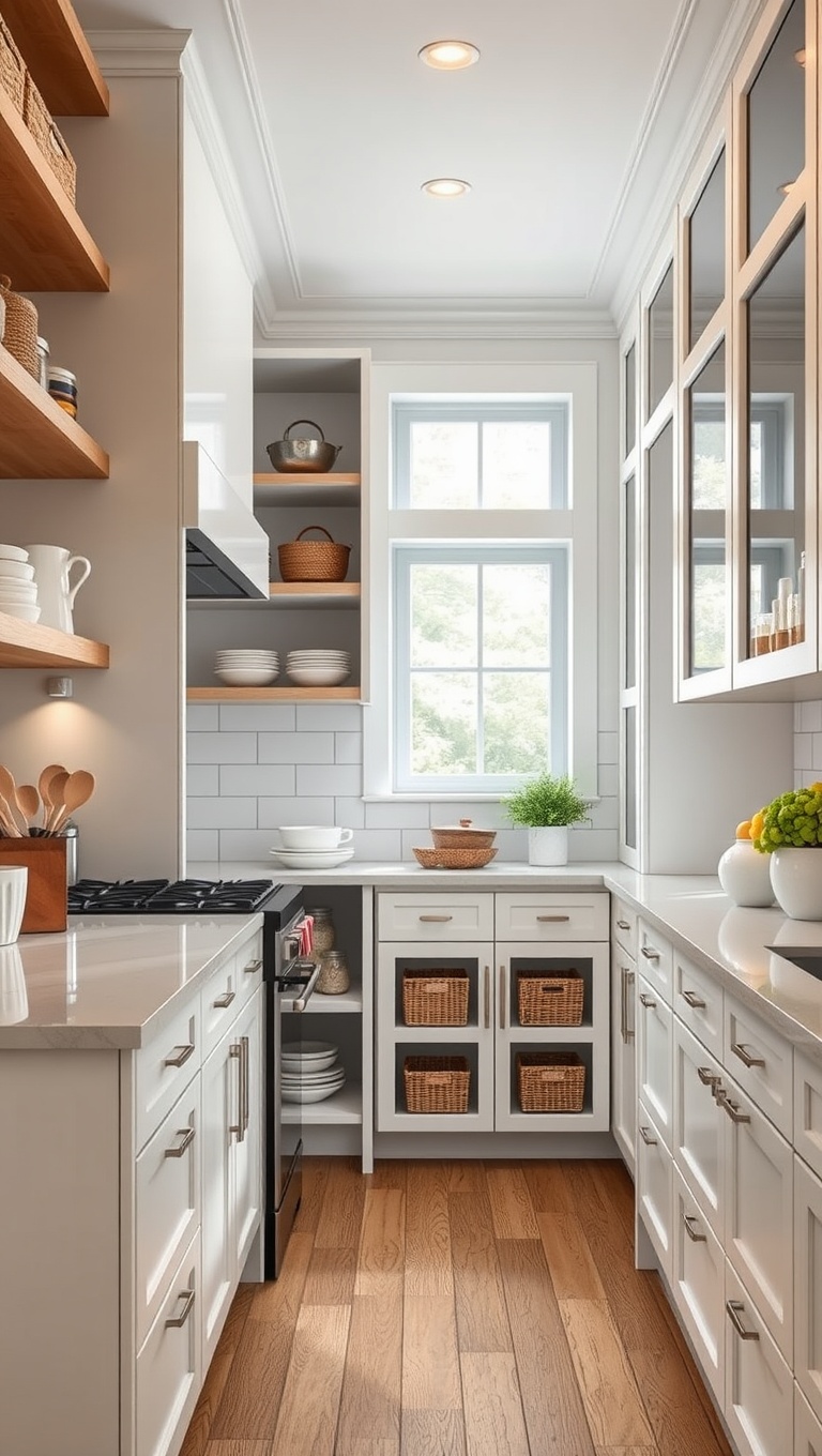 20 Delightful Ideas for Kitchens with a Spacious Pantry - 1. Bright and Breezy: Open Shelving in the Pantry