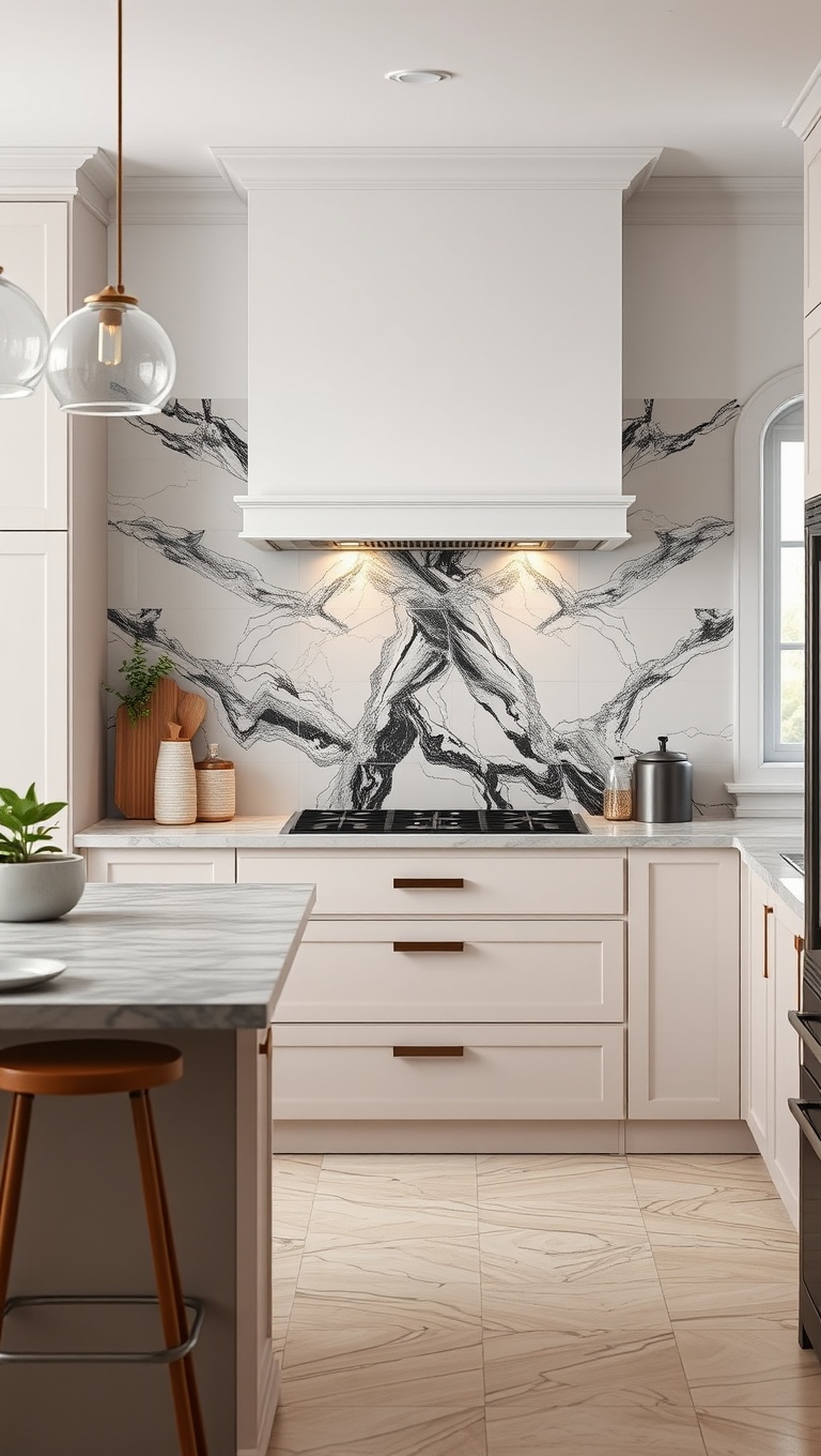 20 Stunning Kitchen Ideas Featuring a Marble Backsplash - 10. Mixing Different Marble Types