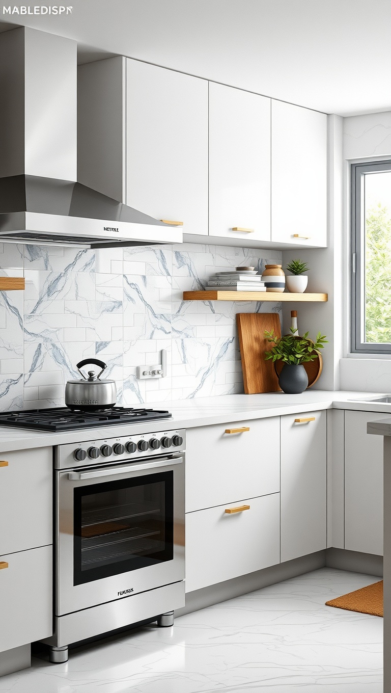 20 Stunning Kitchen Ideas Featuring a Marble Backsplash - 13. Marble Mosaic for a Unique Touch