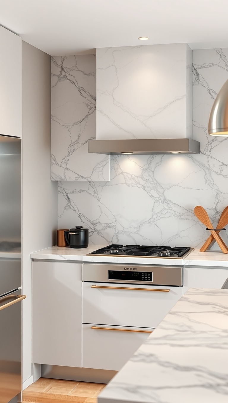 20 Stunning Kitchen Ideas Featuring a Marble Backsplash - 8. Textured Marble for Depth and Interest