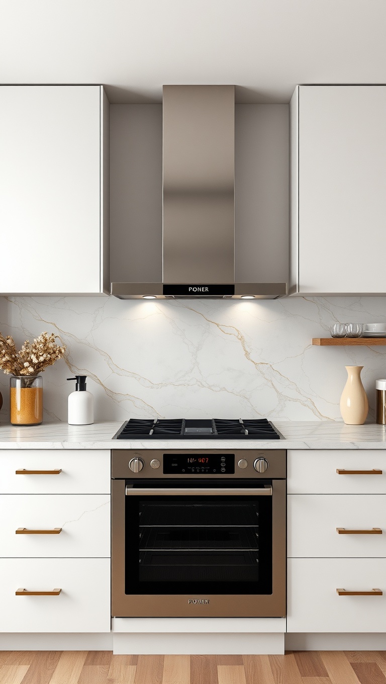 20 Stunning Kitchen Ideas Featuring a Marble Backsplash - 14. Marble with Gold Accents