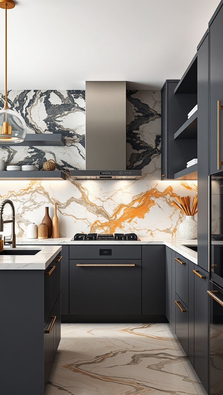 20 Stunning Kitchen Ideas Featuring a Marble Backsplash - 19. Bold Patterns with Colorful Marble