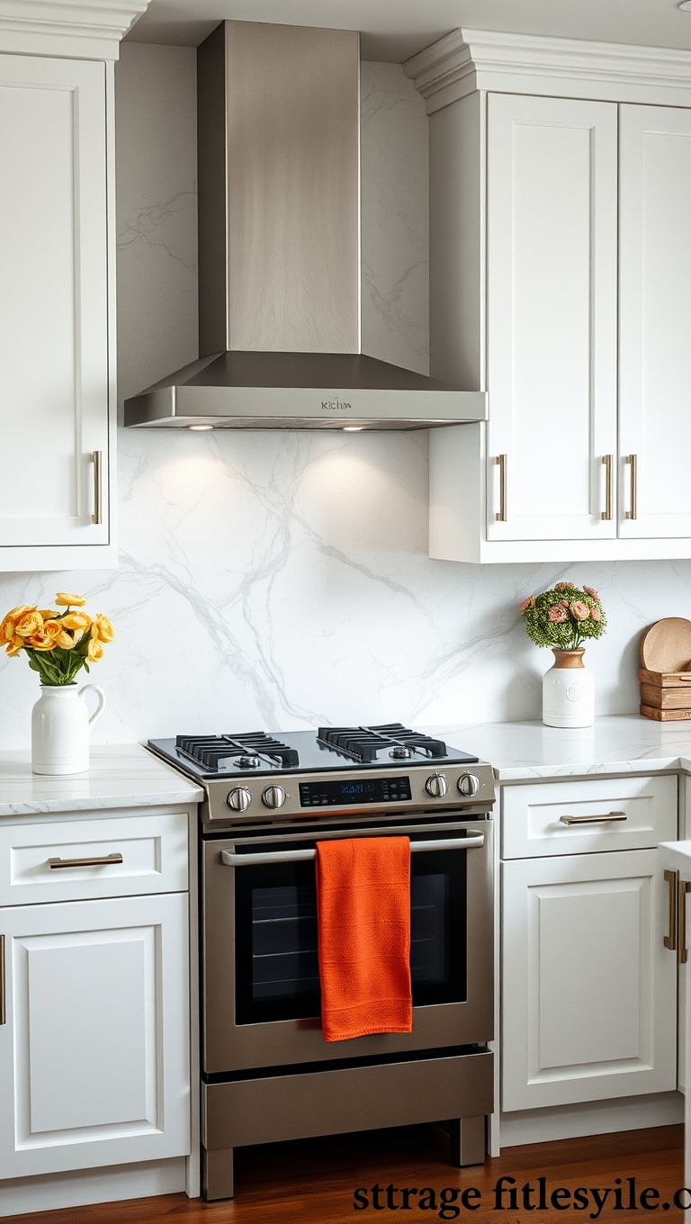 20 Stunning Kitchen Ideas Featuring a Marble Backsplash - 12. Vintage Inspired Marble Backsplash