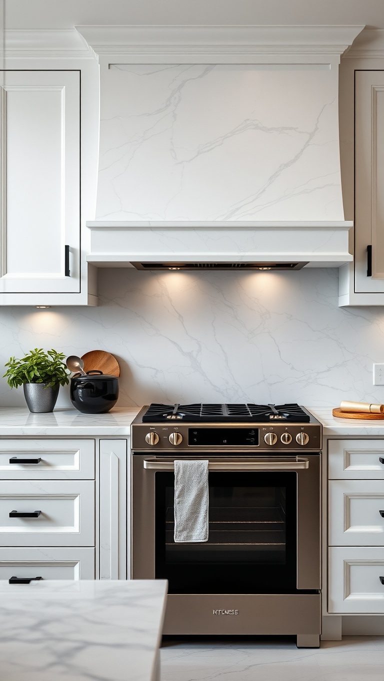 20 Stunning Kitchen Ideas Featuring a Marble Backsplash - 1. Classic White Marble Elegance