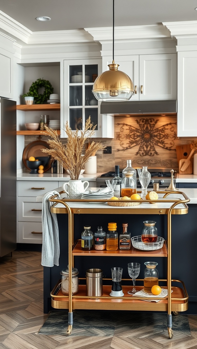 20 Stylish Ideas for Kitchens Featuring a Modern Bar Cart - Create a Themed Bar Cart for Different Seasons