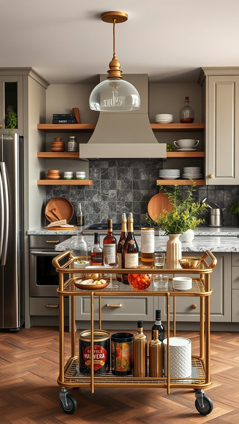 20 Stylish Ideas for Kitchens Featuring a Modern Bar Cart - Incorporate Vintage Finds for a Unique Look