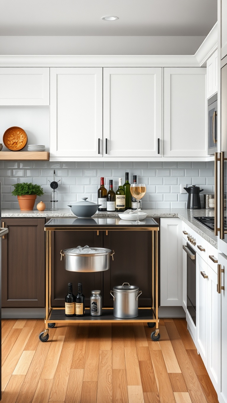 20 Stylish Ideas for Kitchens Featuring a Modern Bar Cart - Integrate Stylish Ice Buckets for Entertaining