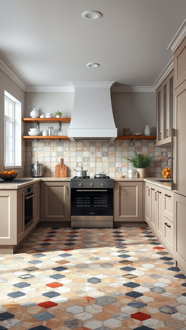 20 Stunning Kitchen Ideas with Mosaic Tile Floors - Patchwork Perfection: Mix and Match Styles