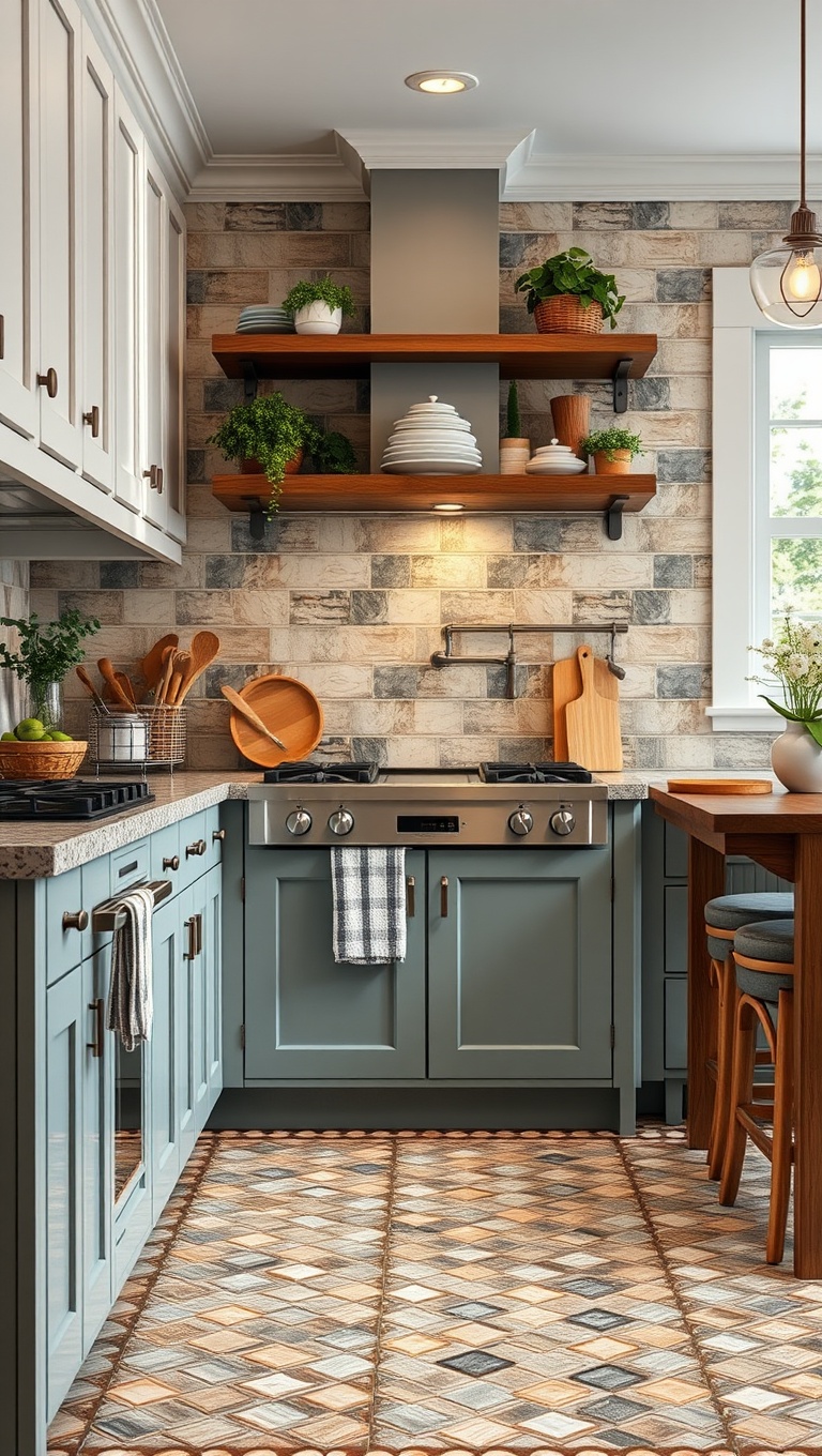 20 Stunning Kitchen Ideas with Mosaic Tile Floors - Farmhouse Fresh: Cozy and Inviting