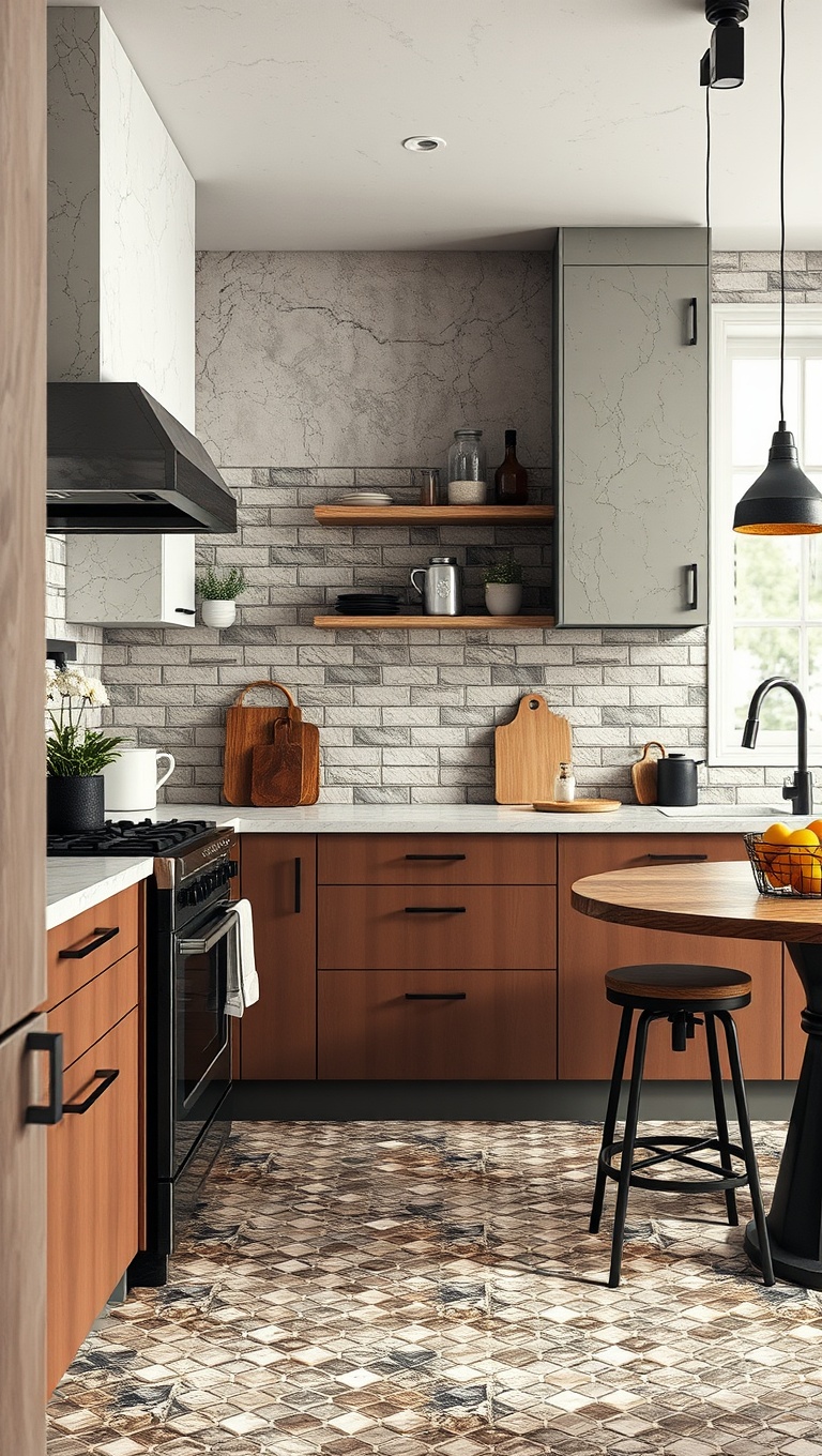 20 Stunning Kitchen Ideas with Mosaic Tile Floors - Industrial Edge: Raw and Urban Appeal