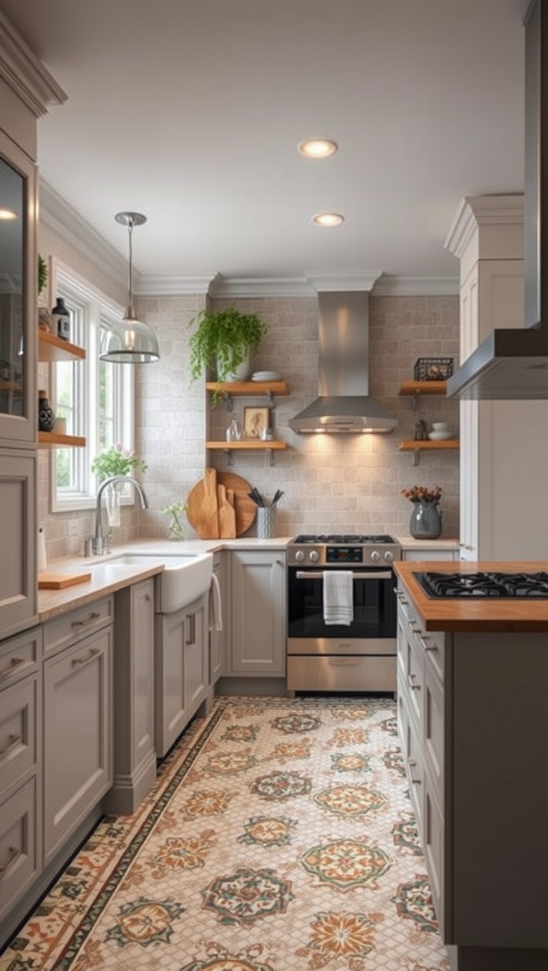 20 Stunning Kitchen Ideas with Mosaic Tile Floors - Creative Borders: Frame Your Floors!