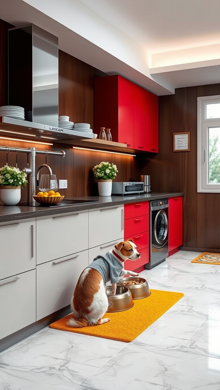 20 Fun and Fabulous Kitchen Ideas Featuring a Pet Feeding Station - 5. Colorful Mat Designs: Brighten Up Feeding Time