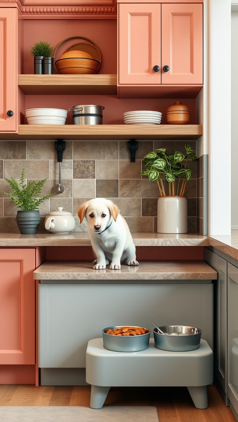 20 Fun and Fabulous Kitchen Ideas Featuring a Pet Feeding Station - 15. Color Coordination: Bowls that Match Your Decor