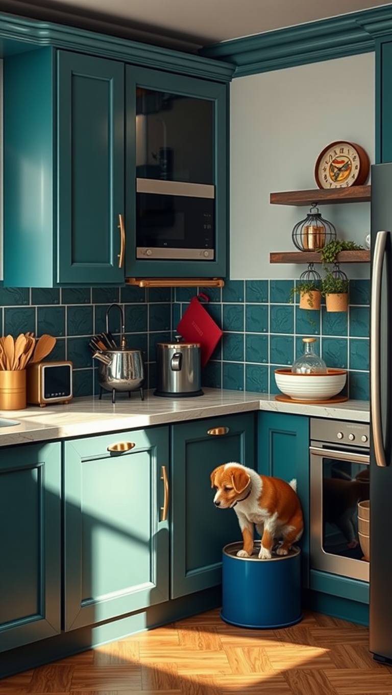 20 Fun and Fabulous Kitchen Ideas Featuring a Pet Feeding Station - 3. Stylish Feeders: Elevate Your Pet's Dining Experience